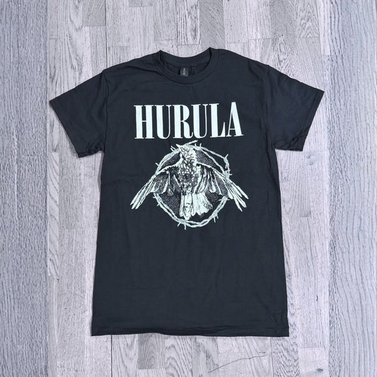 hurula t-shirt svart: ritad fågel